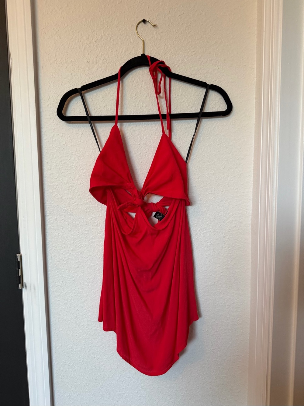 Forever 21 Red Halter Tie-Back Mini Dress